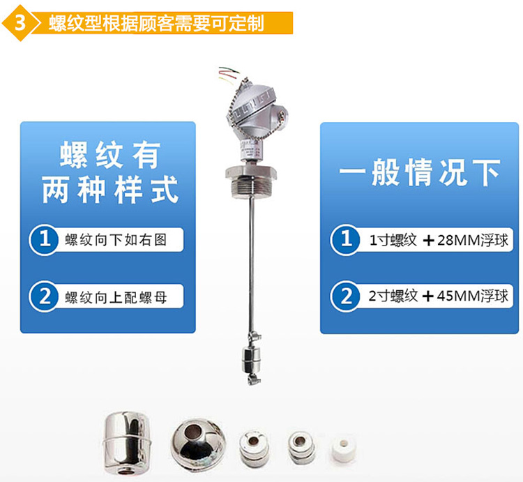 数显浮球液位计螺纹分类图