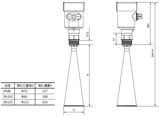 雷达波液位计RD708外形尺寸图