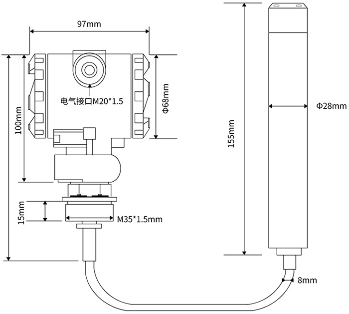 高精度液位变送器外形尺寸图